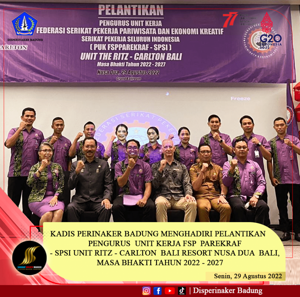 Pelantikan 11 orang Pengurus Unit Kerja FSP Parekraf SPSI Unit The Ricz - Carlton Bali Resort